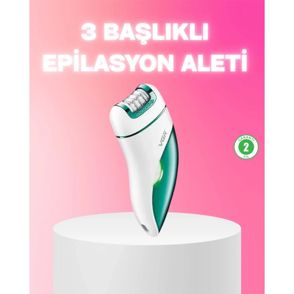 3 in 1 Epilatör Metal Başlıklı IPX5 Su Geçirmez 90 Dakika Şarjlı Epilasyon Cihazı ürün görseli 1