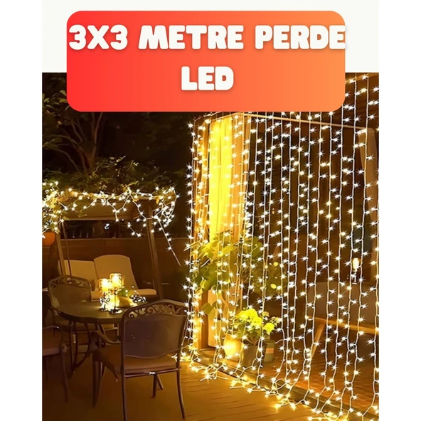 3x3 Metre Şelale LED Perde Işık İç Dış Mekân Dekorasyonu ürün görseli 1