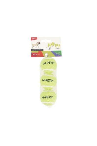M-Pets HOP TENNİS TOPU YELLOW 5CM 3LÜ SET ürün görseli 1