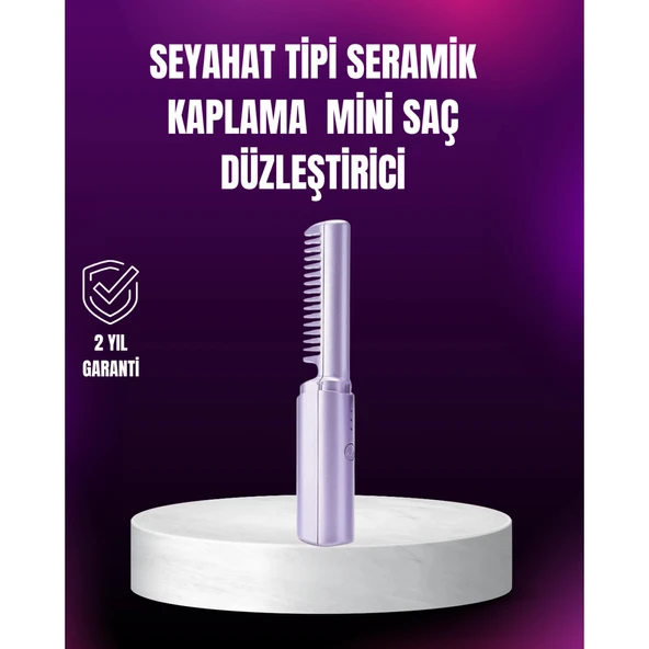 Kablosuz USB Şarjlı Saç Düzleştirici Tarak – Seyahat Boy ürün görseli 1