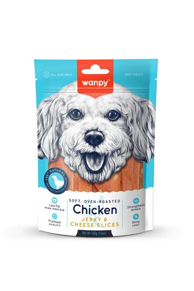 Wanpy Chicken Jerky Cheese Slices Köpek Ödül 100 Gr ürün görseli 1