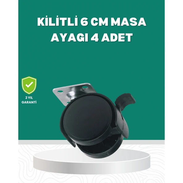Zemin Korumalı Kilitli Ayak Tekerlek Seti 6 cm ürün görseli 1