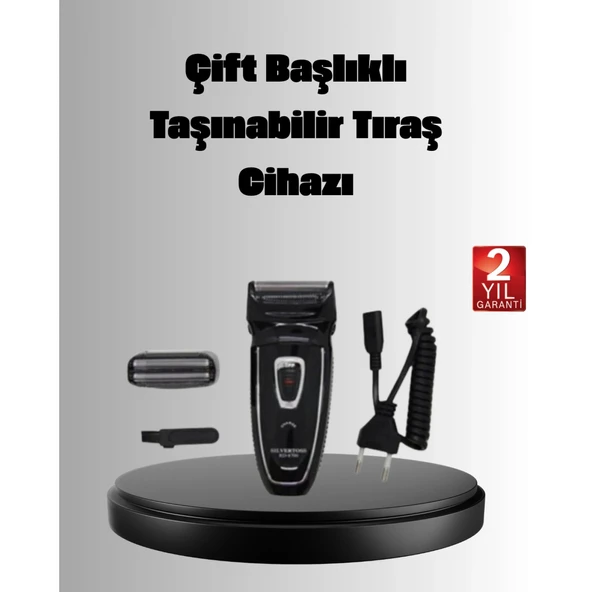 Şarjlı Kablosuz Tıraş Makinesi Çift Başlık Kuru Tıraş Ergonomik Taşınabilir ürün görseli 1
