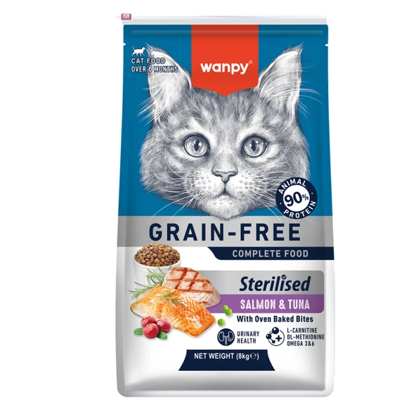 Wanpy Tahılsız Somon&Tuna Kısırlaştırılmış Kedi Maması 8 kg ürün görseli 1