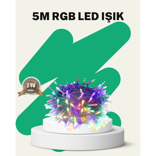 50’li LED Şeffaf Kablolu 5 m Aydınlatma Işık Süsleme Led ürün görseli 1