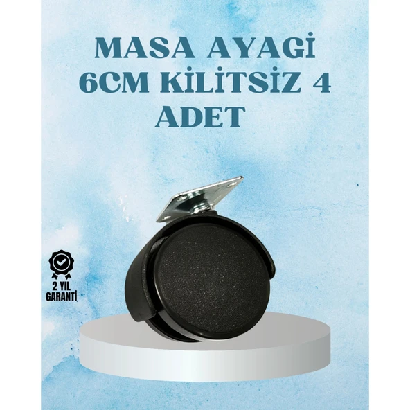 Kilitsiz Mobilya Tekerleği 6 cm 4 Adet Dayanıklı Tasarım ürün görseli 1
