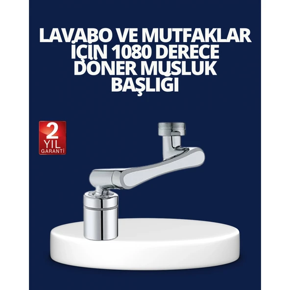 Esnek 1080° Musluk Başlığı 3 Eklemli Hareketli Su Modlu Lavabo Aparatı ürün görseli 1
