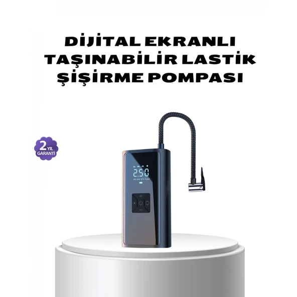 Kablosuz Dijital Lastik Şişirme Pompası LED Işıklı 80W ürün görseli 1