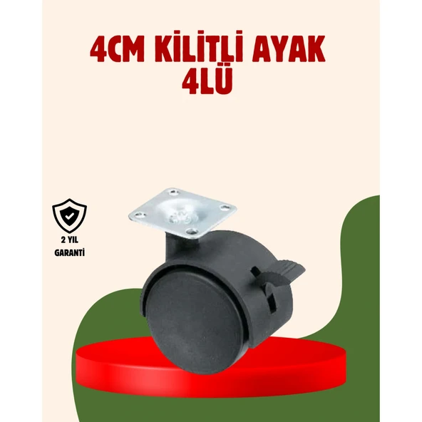 4 cm Kilitli Döner Ayak 4 Adet Sehpa ve Mobilya Ayağı ürün görseli 1