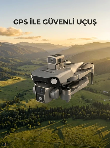 Ekranlı Kumandalı Gps Drone Çift Kameralı Katlanabilir Ha Aracı ürün görseli 1