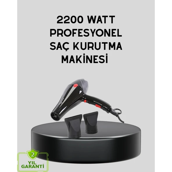 Profesyonel 2200W Fön Makinesi – AC Motorlu, Hızlı Kurutma, Hafif Tasarım ürün görseli 1