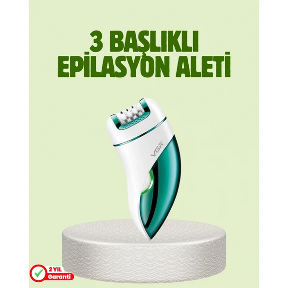 Çok Fonksiyonlu Epilatör 600mAh 90 Dakika Kullanım LED Metal Başlık Su Geçirmez ürün görseli 1
