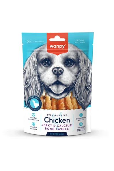 Wanpy Chicken Jerky Calcium Bone Twist Köpek Ödülü 100 Gr ürün görseli 1