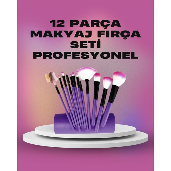 12 Parça Yumuşak Kıllı Makyaj Fırçası Seti Yüz ve Göz Makyajına Uygun Profesyonel Kullanım ürün görseli 1
