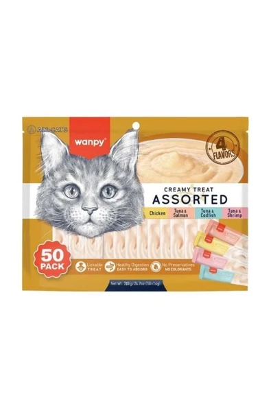 Wanpy 4 Lezzetli Kedi Krema Ödül 50 li ürün görseli 1
