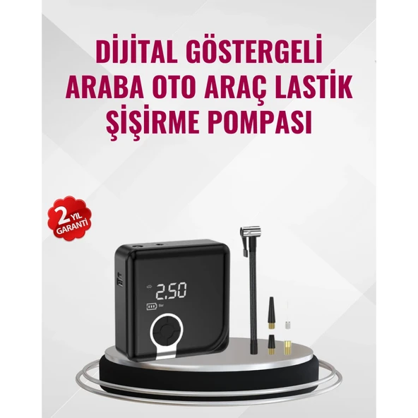 Kompakt Tasarımlı LED Işıklı Taşınabilir Hava Kompresörü ürün görseli 1