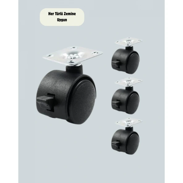Kilitli Mini Tekerlek Ayak 4 cm 4’lü Set - Resim 4