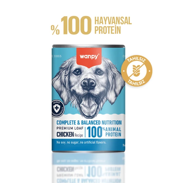 Wanpy Tahılsız Köpek %100 Gerçek Et 375 gr Tavuklu Konserve ürün görseli 1