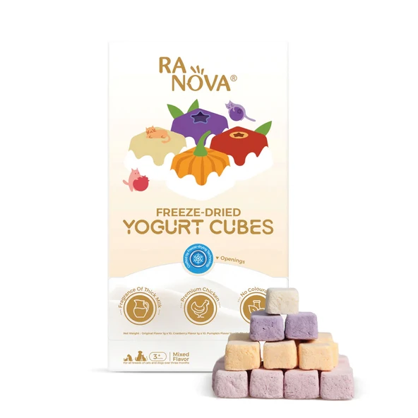 Ranova Kedi&Köpekler İçin Dondurularak Kurutulmuş Yoğurt *1g *40'lı (Karışık Lezzet) ürün görseli 1