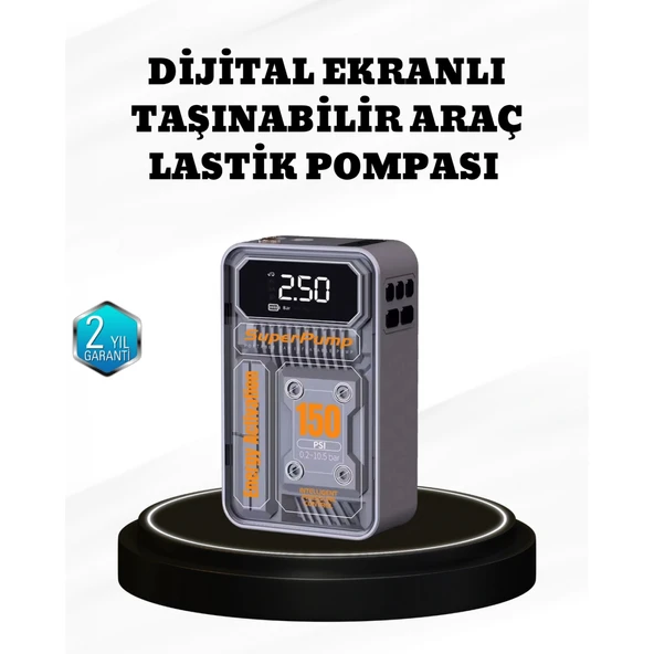 150 PSI Kablosuz Şarjlı Hava Pompası – LED Ekranlı ve Otomatik Kapanma Özellikli ürün görseli 1