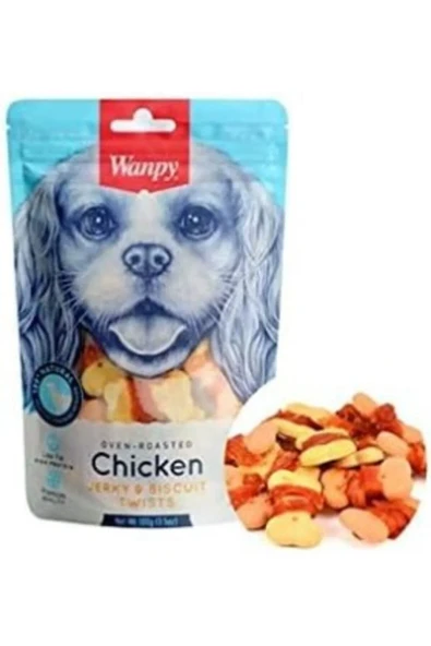 Wanpy Chicken Jerky Biscuit Twists Köpek Ödül 100 Gr ürün görseli 1