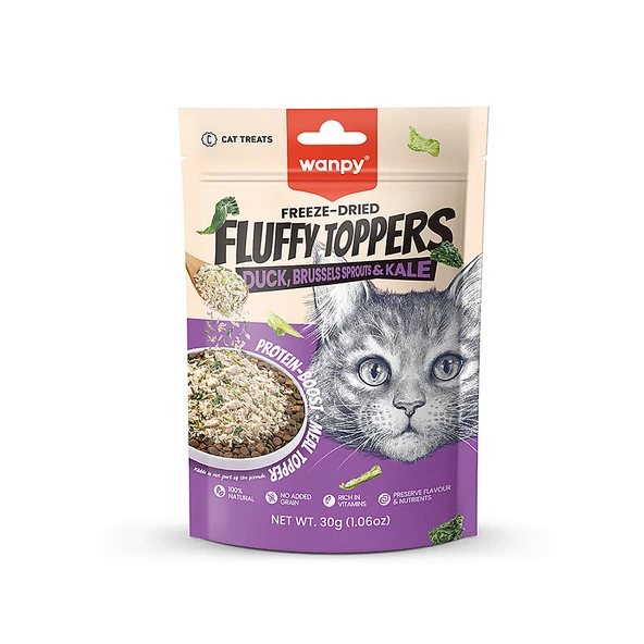 Wanpy Dondurularak Kurutulmuş Fluffy Toppers - Ördek, Brüksel ve Kara Lahana - 30g ürün görseli 1