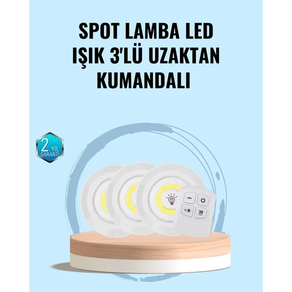 Ev Ofis Kamp İçin Uygun Uzaktan Kumandalı Yapışkanlı Kablosuz Led Spot Lambalar ürün görseli 1
