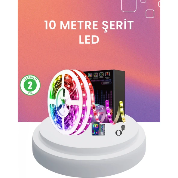 10 Metre Telefon Kontrollü Smart Şerit Led USB RGB Kumandalı ürün görseli 1