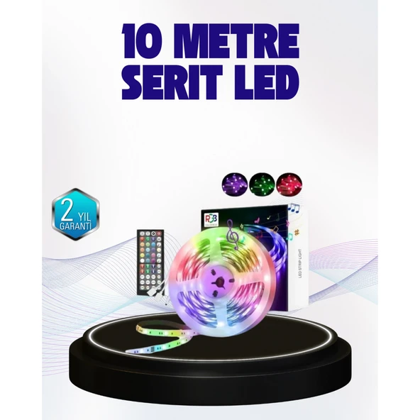 Bluetooth Kontrollü Smart Şerit Led 10M Sese Duyarlı RGB Aydınlatma ürün görseli 1