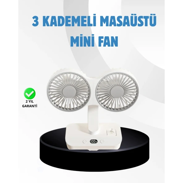 Sessiz Çalışan USB Şarjlı Çift Kafalı Masaüstü Fan – Ev ve Ofis İçin ürün görseli 1
