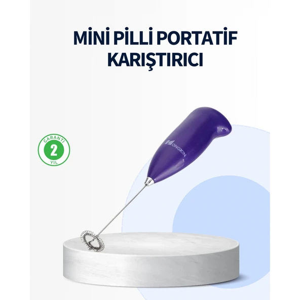Mini Pilli Portatif Karıştırıcı – Cappuccino, Latte, Frappe ve Kahve Köpürtücü ürün görseli 1