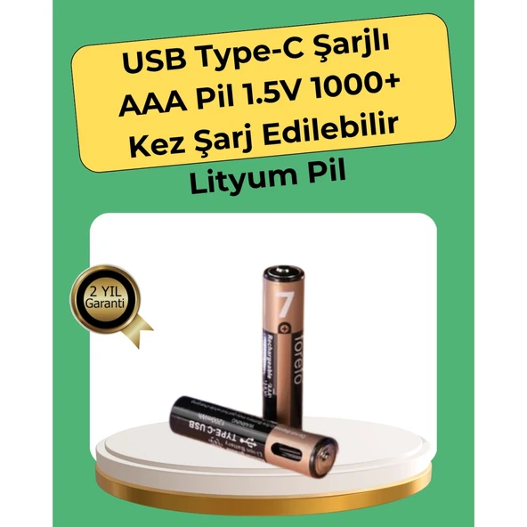 AAA Boyutunda USB Şarjlı Pil – Kompakt Tasarım, Geniş Uyumluluk ürün görseli 1