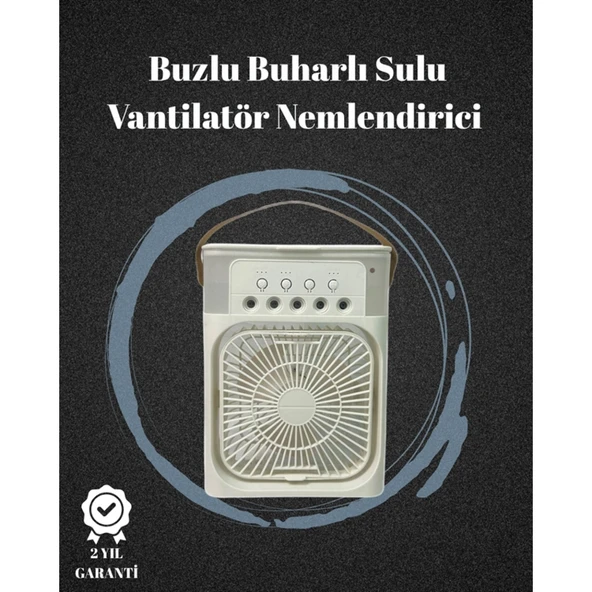 USB Bağlantılı 3'ü 1 Arada Nemlendirici Mini Klima Fan | 7 Renk Işıklı ürün görseli 1