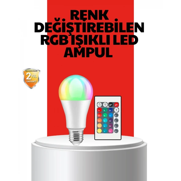 RGB Uzaktan Kumandalı LED Ampul 16 Renkli A Kalite Orijinal ürün görseli 1