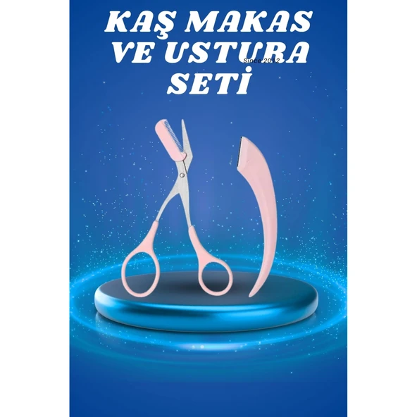 Profesyonel Taraklı Kaş Usturası ve Kaş Makası Bıyık Alma Kaş Usturası ürün görseli 1