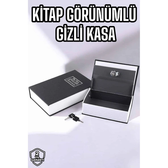 Büyük Boy Anahtarlı Kitap Görünümlü Gizli Kasa Çelik Kasa Altın Kasası ürün görseli 1