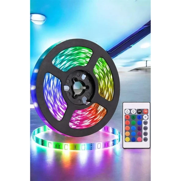 5 Metre Şerit Led RGB Işıklı Kumandalı Güç Adaptörü Her Ortama Uygun ürün görseli 1