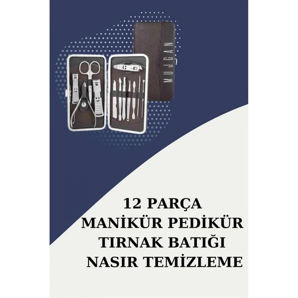 12 Parça Paslanmaz Çelik Kompakt ve Taşınabilir Manikür Makası Tırnak Makası ürün görseli 1