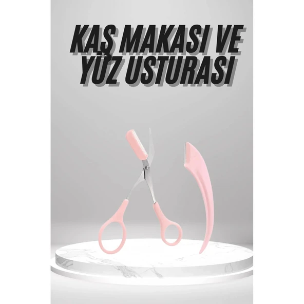 2'li Kaş Bakım Seti Taraklı Kaş Makası Ve Kaş Usturası Kaş Şekillendirici ürün görseli 1