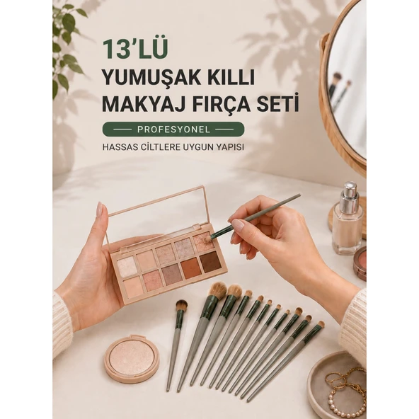 13’lü Yumuşak Kıllı Makyaj Fırça Seti Profesyonel  Hassas Ciltlere Uygun Yapısı ürün görseli 1