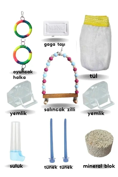 Premium Kuş Kafes İçi Seti 10 Parça ürün görseli 1