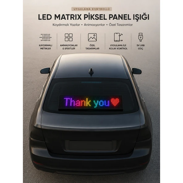 LED Matrix Piksel Panel Işığı USB Uygulama Kontrollü Kaydırmalı Yazı Ekranı ürün görseli 1