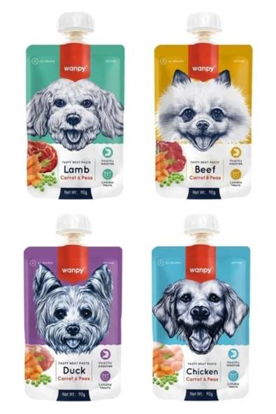 Wanpy 4 Çeşit Karma Taze Köpek Et Ezmesi 90 Gr. X 4 Adet ürün görseli 1