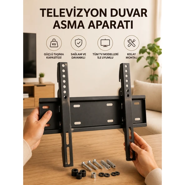 32-55 İnç Uyumlu 40 Kg Taşıma Kapatiseli Televizyon Duvar Asma Aparatı ürün görseli 1