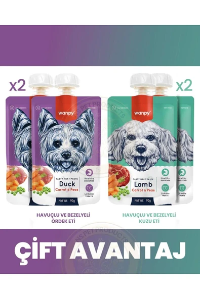 Wanpy Köpek Et Ezme Ördek ve Kuzu X 4 ürün görseli 1