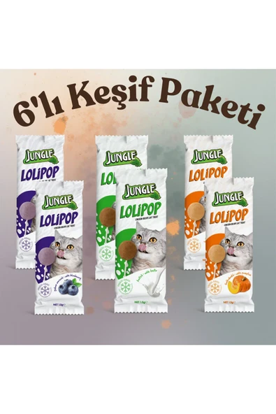 Jungle Kedi Lolipop 3 Çeşit X 6 ürün görseli 1