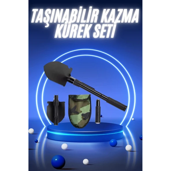 Pusulalı Katlanabilir Kazma Kürek Kamp Seti Kamp Küreği Portatif Çantalı ürün görseli 1