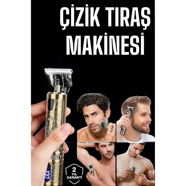 Tıraş Makinesi Şarjlı Profesyonel Saç Kesme Makinesi Gold Çizik Tıraş ürün görseli 1