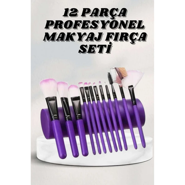 Makyaj Fırçası 12 Parça Set Yumuşak Uçlu Göz Makyajına Uygun Hafif ve Taşınabilir Çanta ürün görseli 1