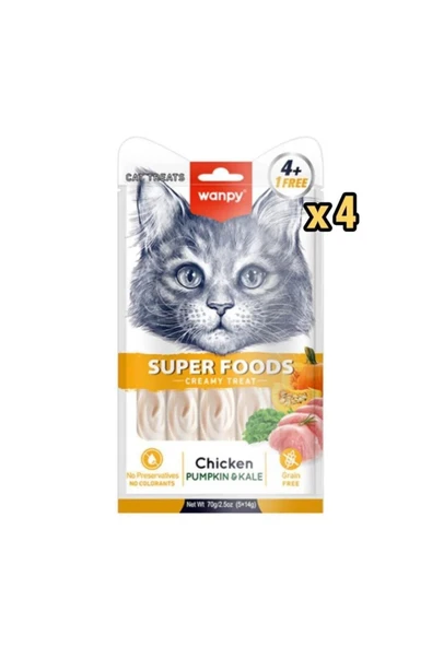 Wanpy Superfood Balkabak Karalahana Kedi Krema Ödül 5 li X 4 ürün görseli 1
